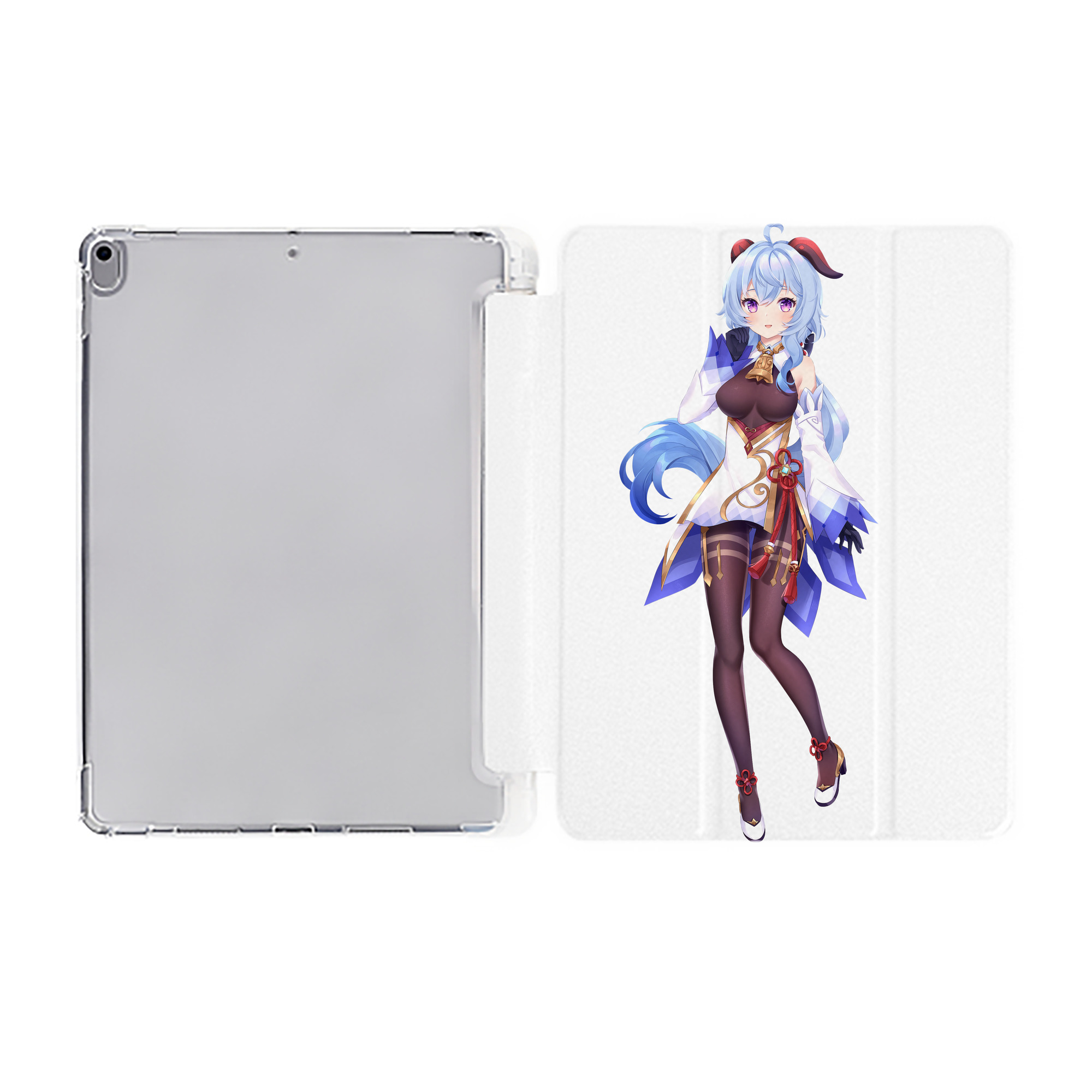 げんし神 甘雨 かんう genshin Ganyu IPad ケース ペン収納付き 三つ折りスタンド PUレザー×シリコン 対応機種9.5/10.5/10.9インチ